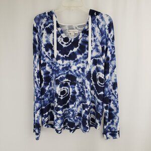 Koolaburra by Ugg Long Sleeve Lightweight Hoodie NWOT Size LARGE Tie Dye Blue